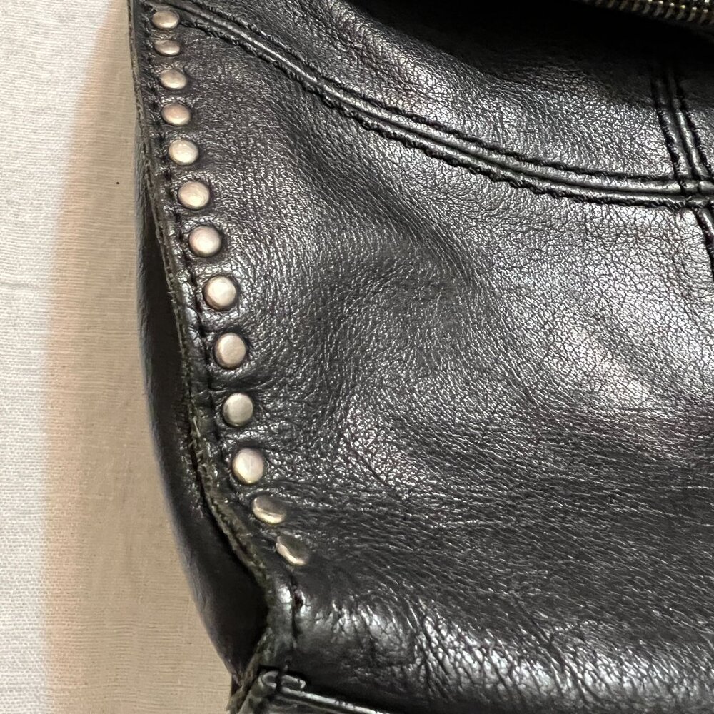 The Sak Leather Crossbody Bag Black Studded Boho Zip Top Adjustable Strap - Picture 4 of 14